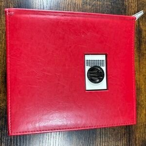 Recipe Binder Organizer Red Faux Leather 3D C.R. Gibson Hand Writted Cards Retro